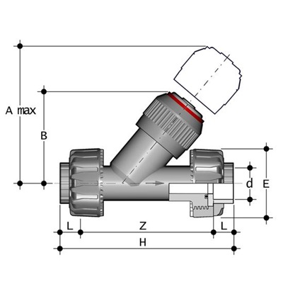 PVC terugslagklep 45 graden technisch