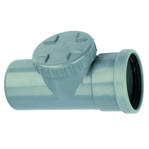 pvc manchet ontstoppingsstuk met schroefdeksel mof/spie