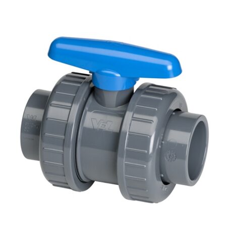 van de lande pvc-u kogelkraan met blauwe handgreep